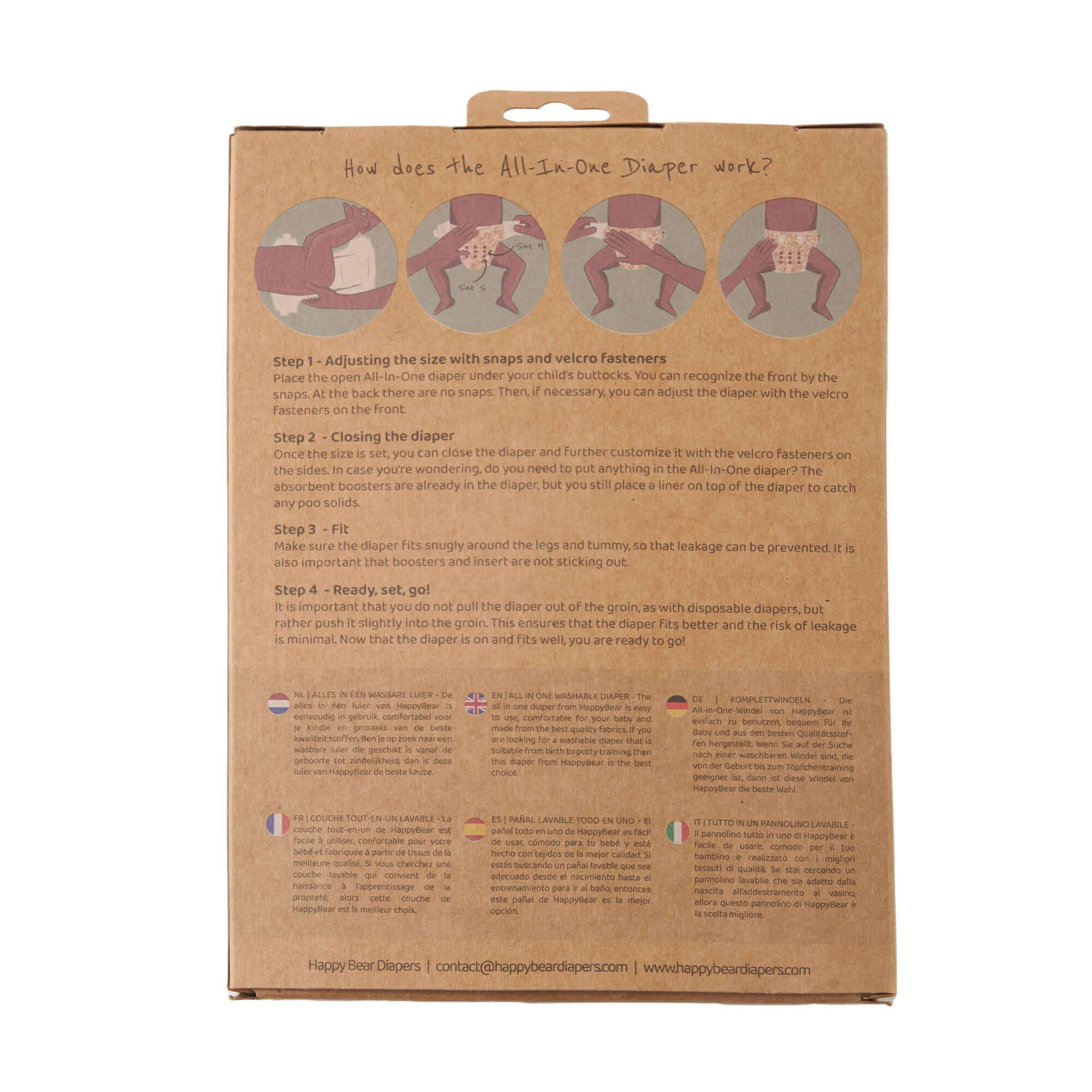 Happy Bear Stoffwindel ALL-IN-ONE (4-15Kg) | Savanna