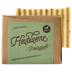 Feste Dusch- und Peelingseife vegan | Heublueme - 100% NATUR von Toggenburger Naturseifen