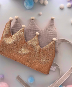 Stoffkrone | Geburtstagskrone aus Kunstleder/Musselin KUPFER-BEIGE von yepiamhandmade