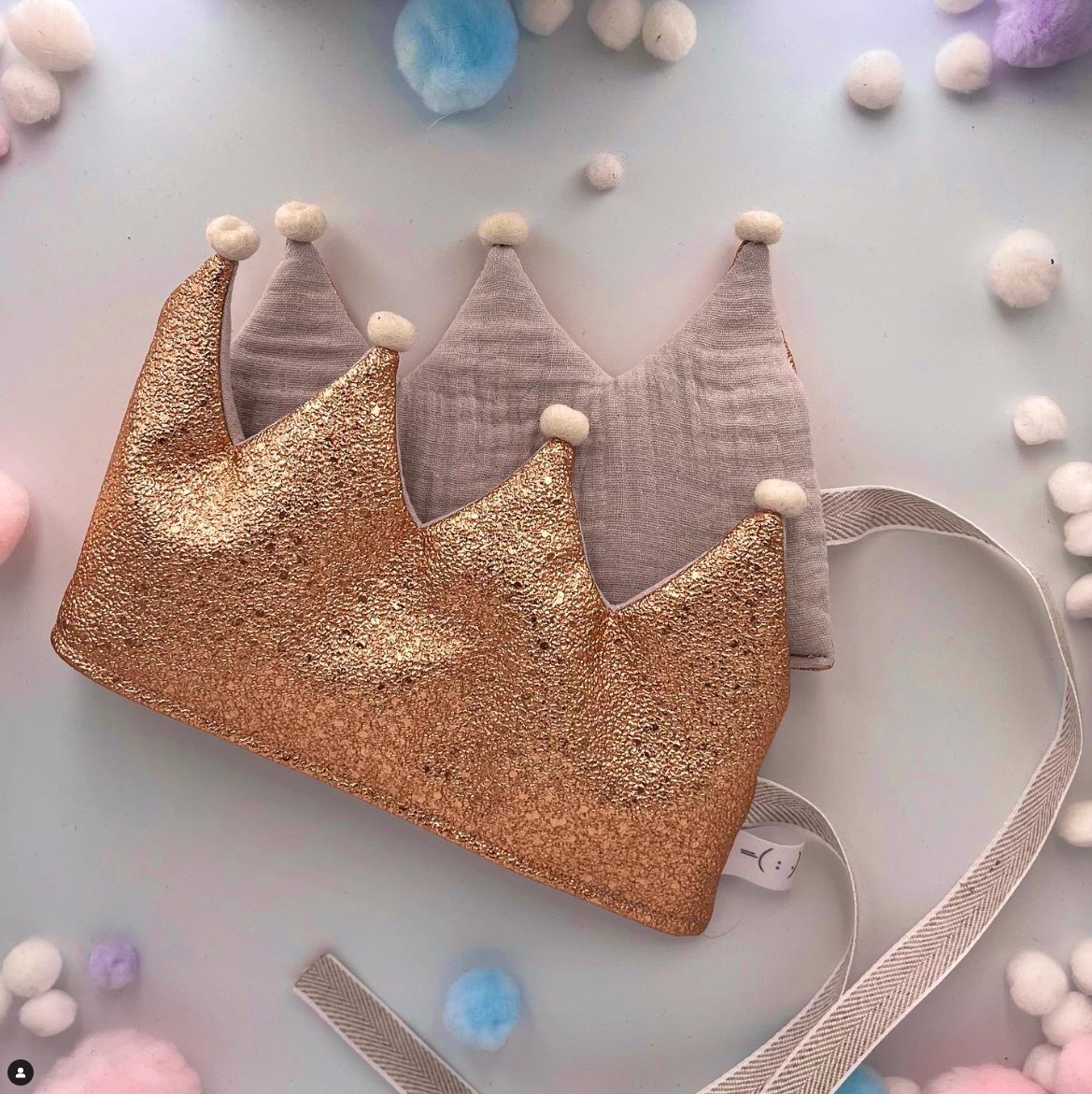 Stoffkrone | Geburtstagskrone aus Kunstleder/Musselin KUPFER-BEIGE von yepiamhandmade