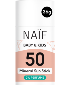 NAÏF Mineralischer Sonnenschutzstick für Baby & Kind 0% Parfüm (LSF 50, 36g)