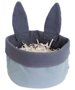 Papierdrachen Osternest mit Hasenohren | Musselin blau