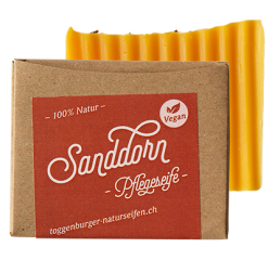 Feste Dusch- und Pflegeseife vegan | Sanddorn - 100% NATUR von Toggenburger Naturseifen