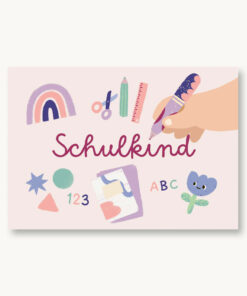 VIERUNDFÜNFZIG Postkarte | Schulkind rosa