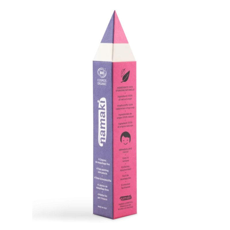 Namaki Kinder BIO Schminkstifte 4er Set | violett-fuchsia-pink-weiss