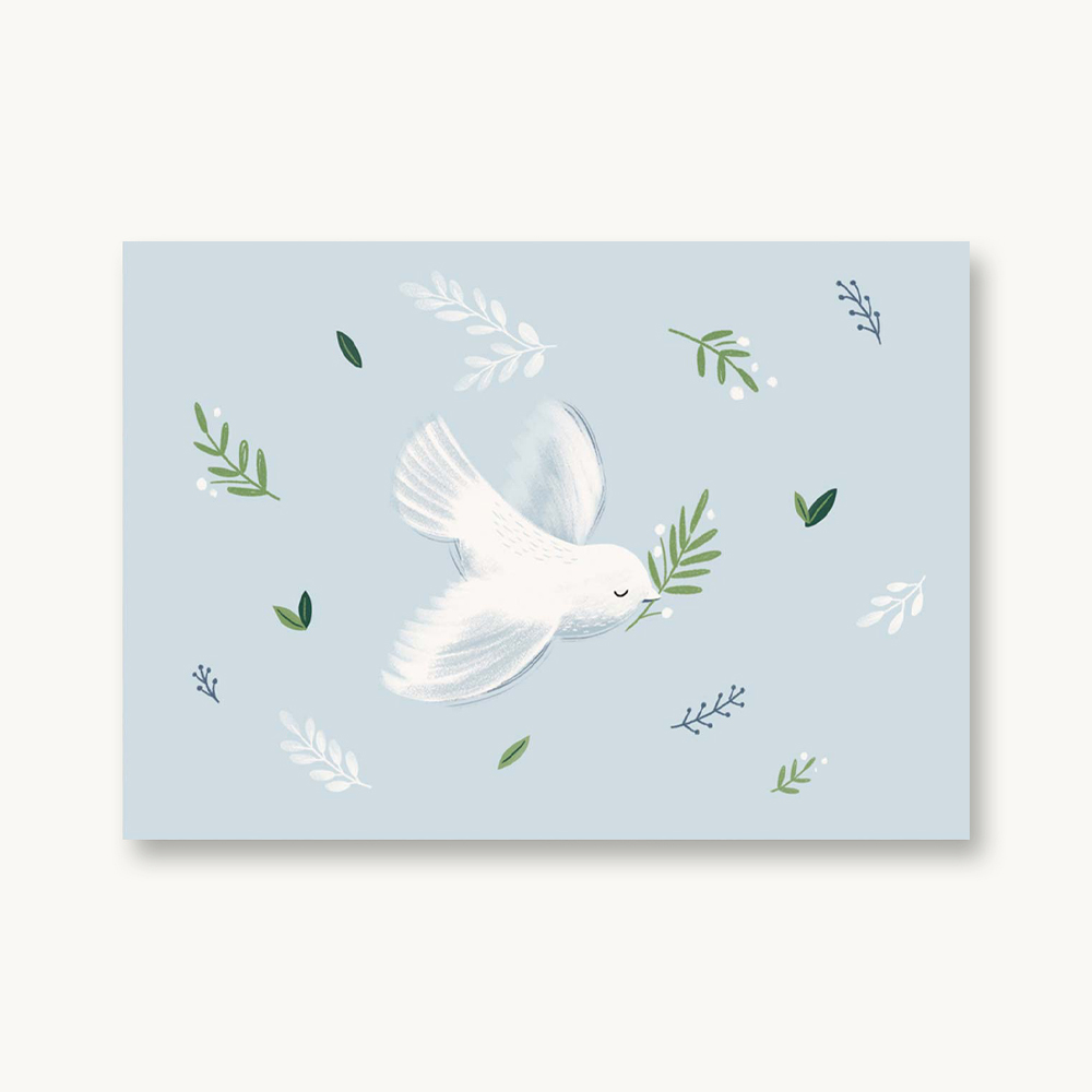 VIERUNDFÜNFZIG Postkarte | Taube Blau Blüten