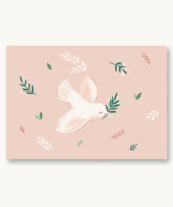 VIERUNDFÜNFZIG Postkarte | Taube Rosa Blüten