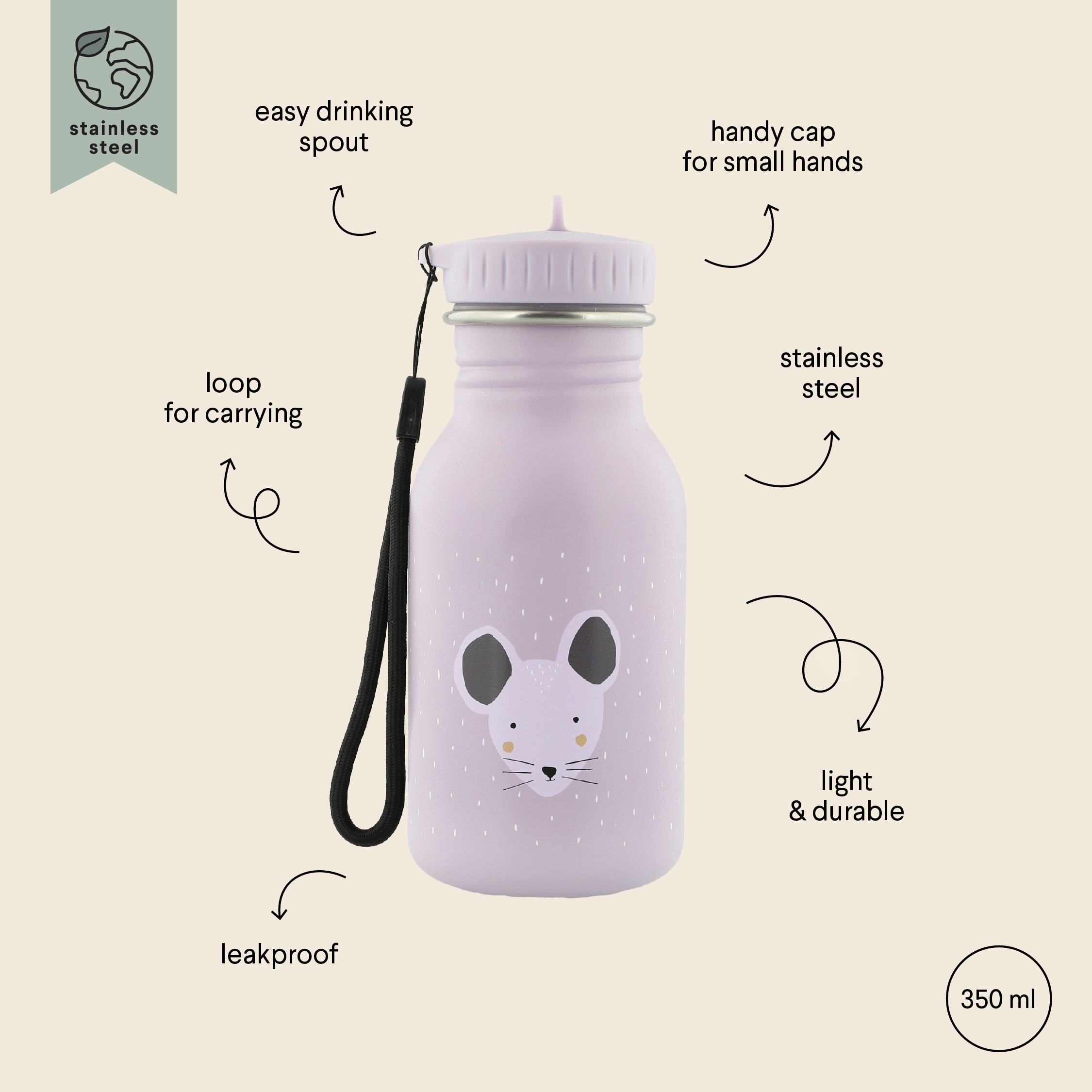 Trixie Trinkflasche 350ml | Maus