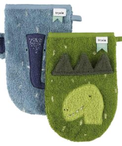 Trixie Waschhandschuh klein 2er Set | Elefant und Dino